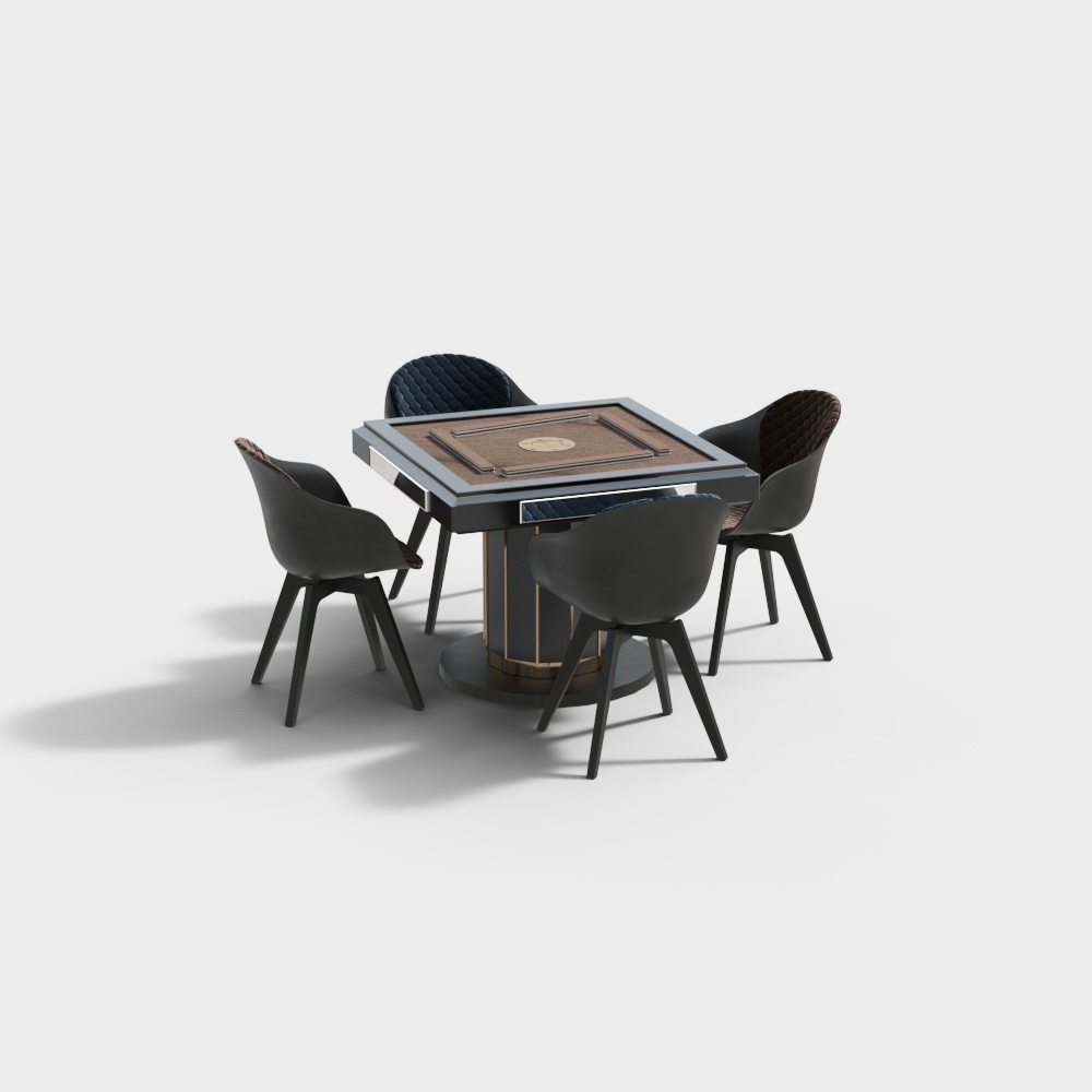 现代麻将桌椅皮3D模型