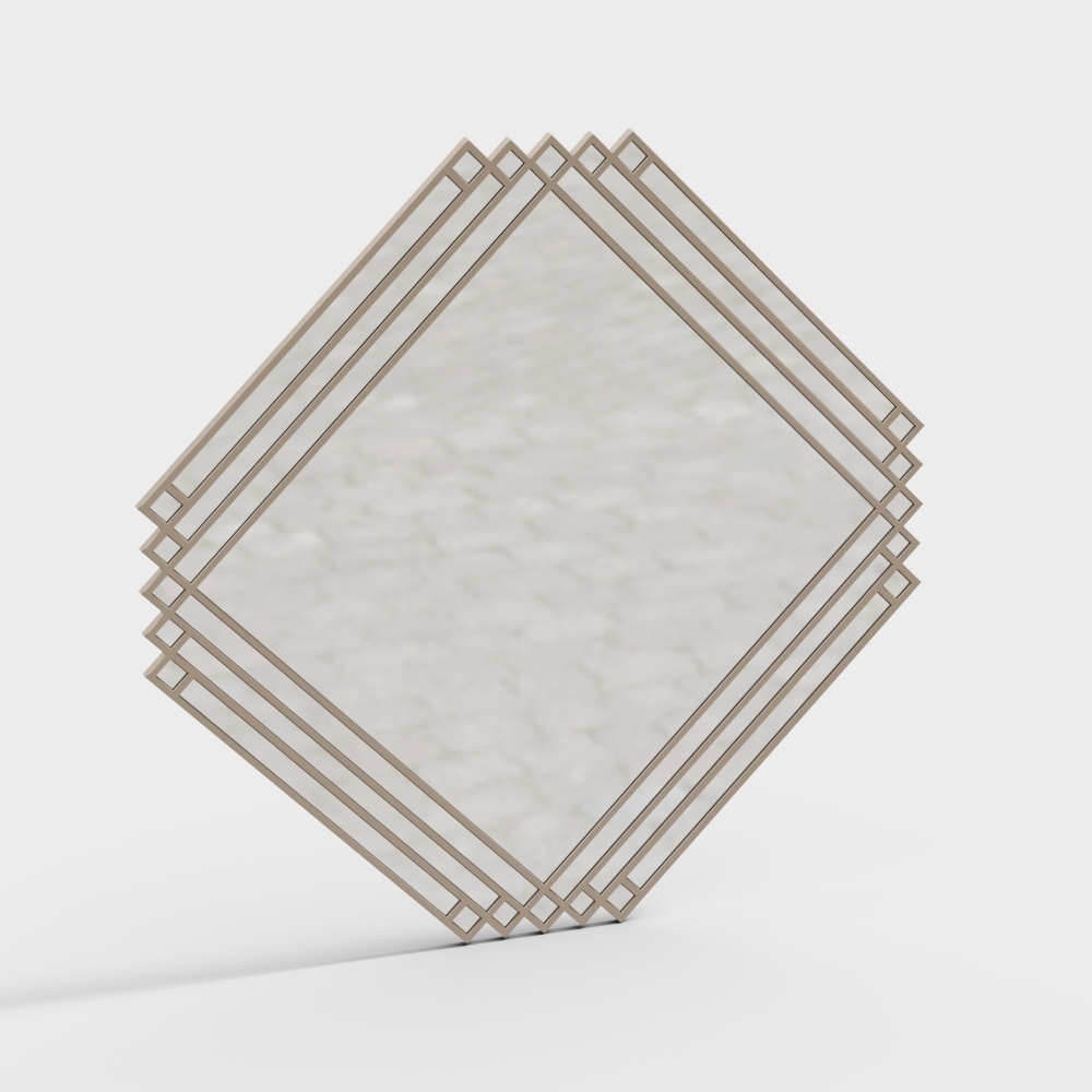 简欧金属装饰镜子菱形3D模型