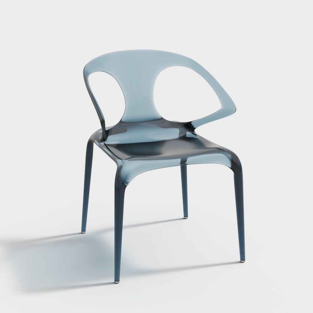 现代法式混搭客餐厅蓝绿色透明椅3D模型