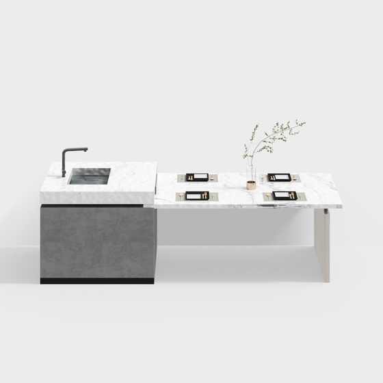 Modern Bar Counter 3D Model for Chic Restaurants