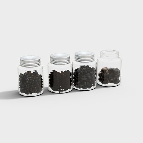 Modern Kitchen Storage Jar 3D Model in Black