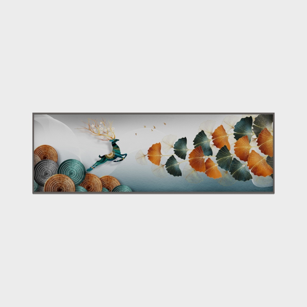 龙匠饰家-新中式轻奢装饰画-卧室装饰画3D模型
