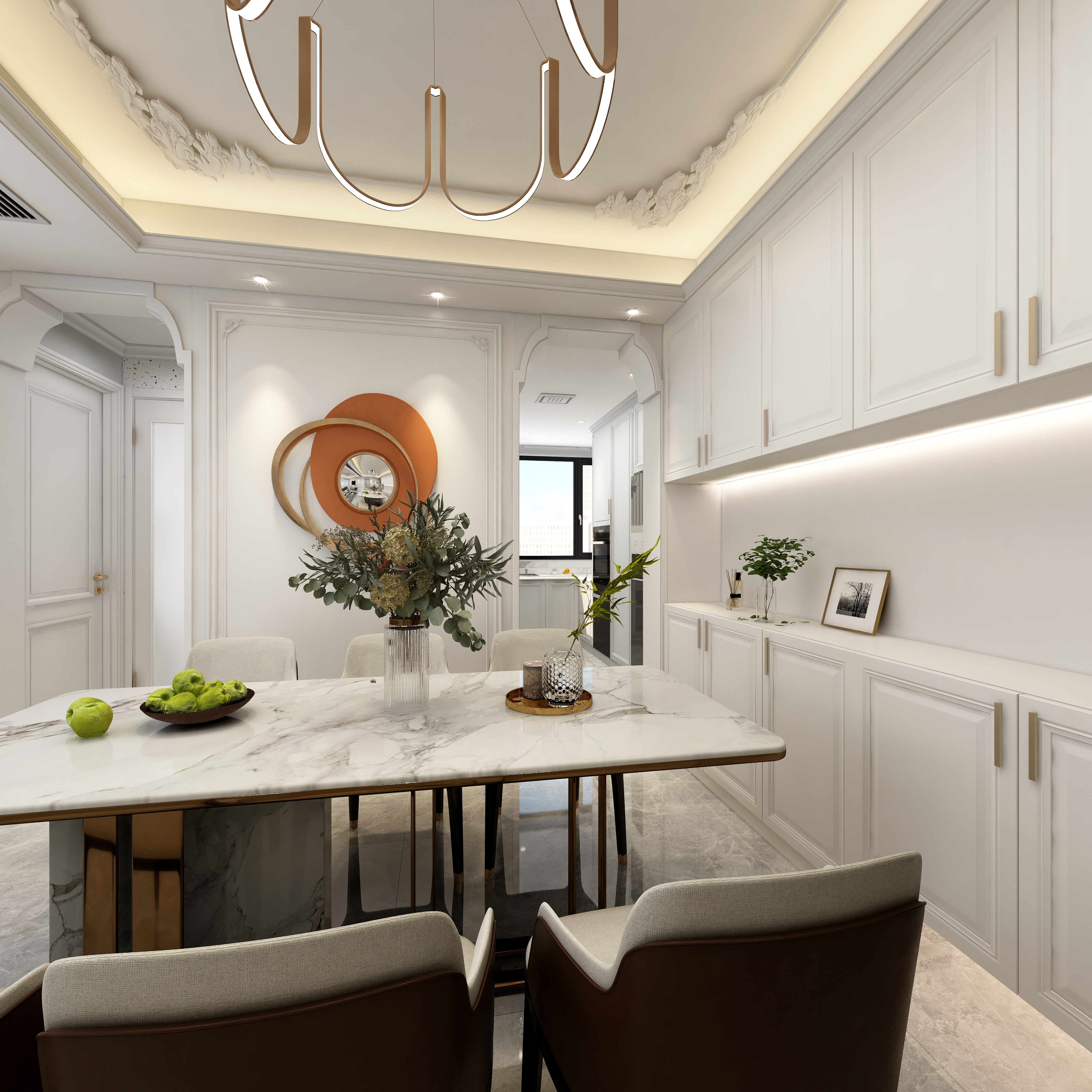 欧意诺qcFyU-【爱家亚洲花园】意式轻奢一层客餐厅装修效果图第5张