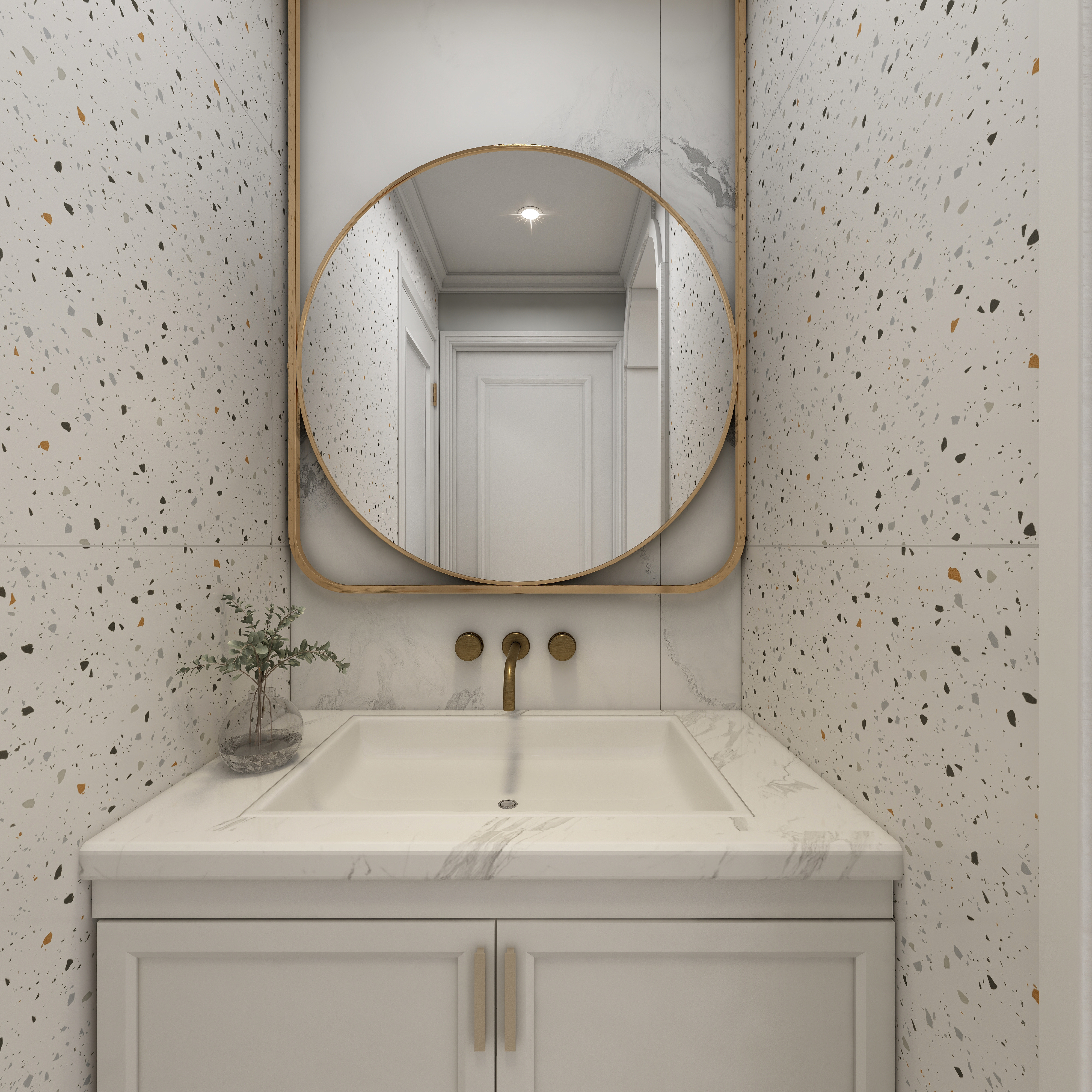 欧意诺qcFyU-【爱家亚洲花园】意式轻奢一层盥洗室装修效果图第3张