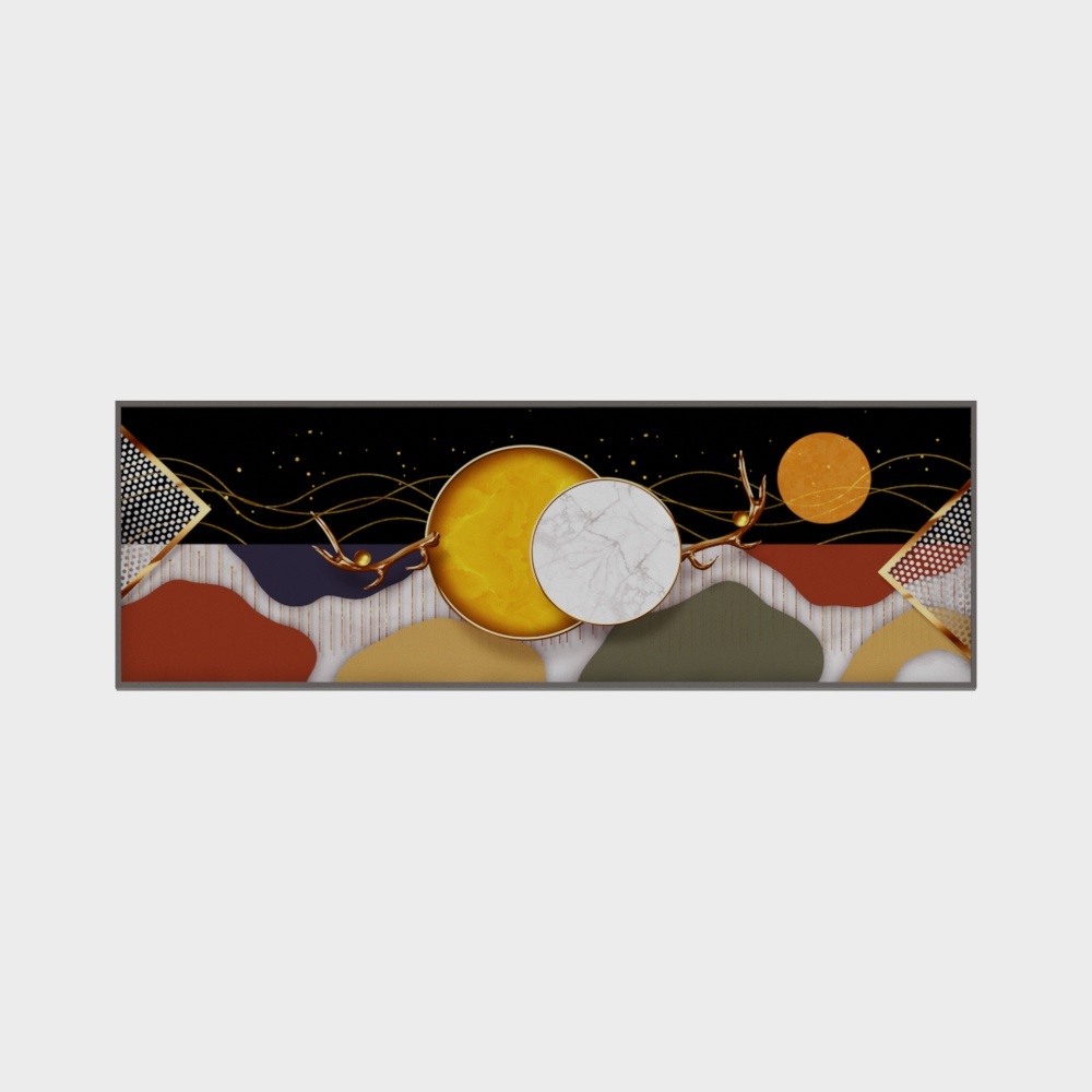 龙匠饰家-北欧轻奢风装饰画-卧室装饰画3D模型