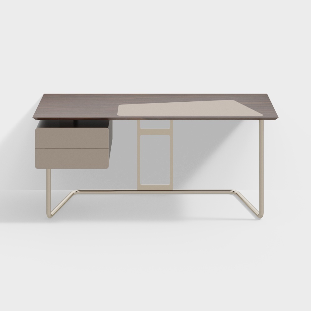 现代简约轻奢书桌木纹3D模型