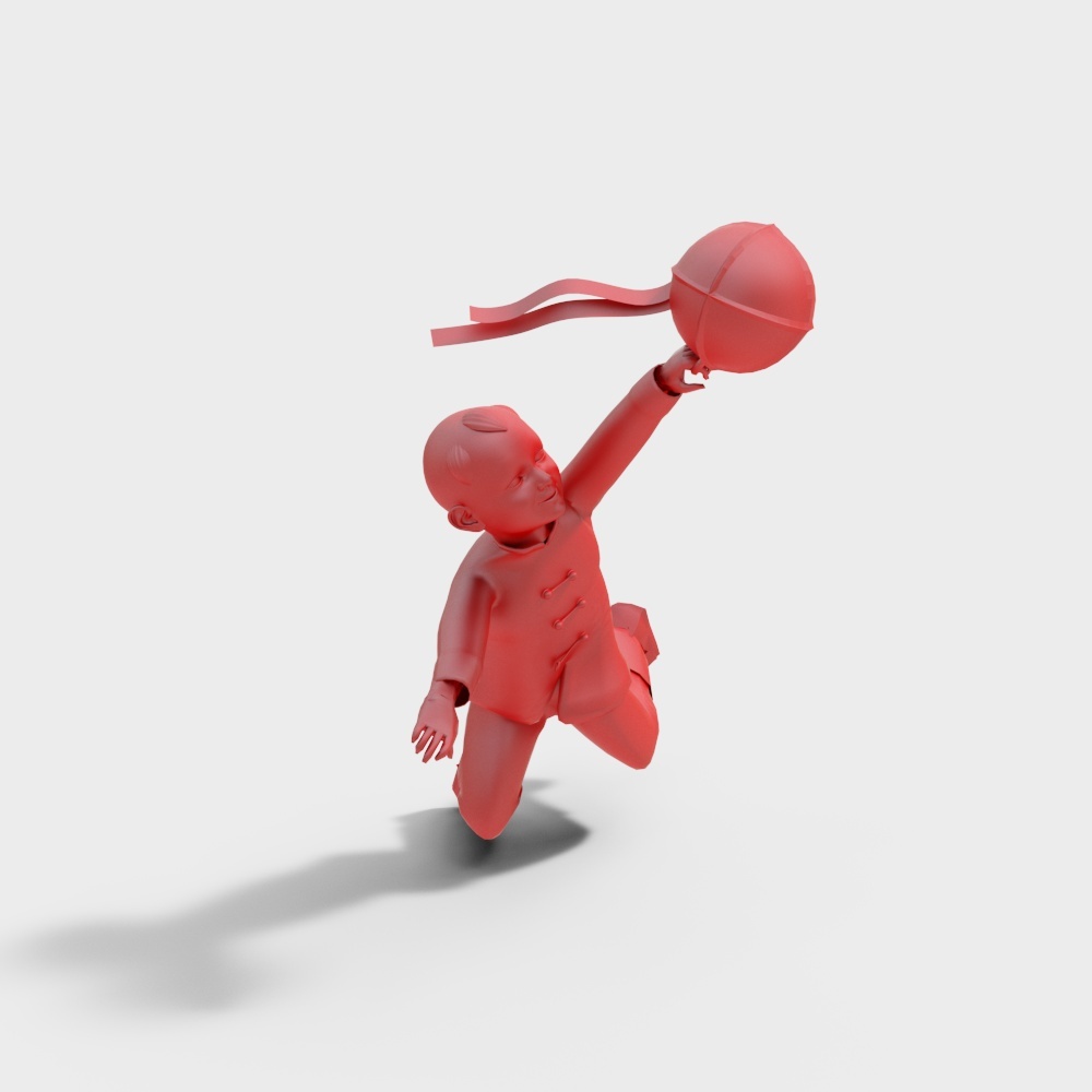新中式舞狮少年雕塑3D模型
