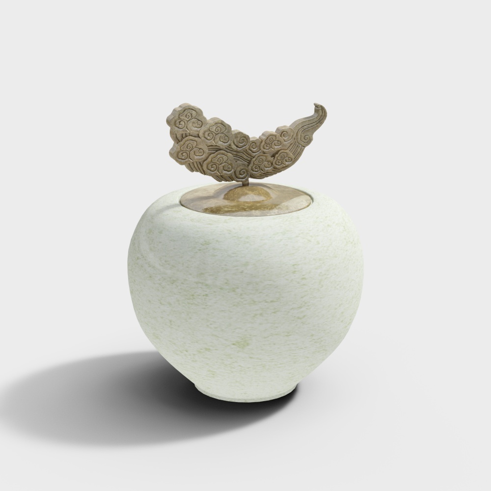 新中式干花花瓶饰品摆件-摆件3D模型