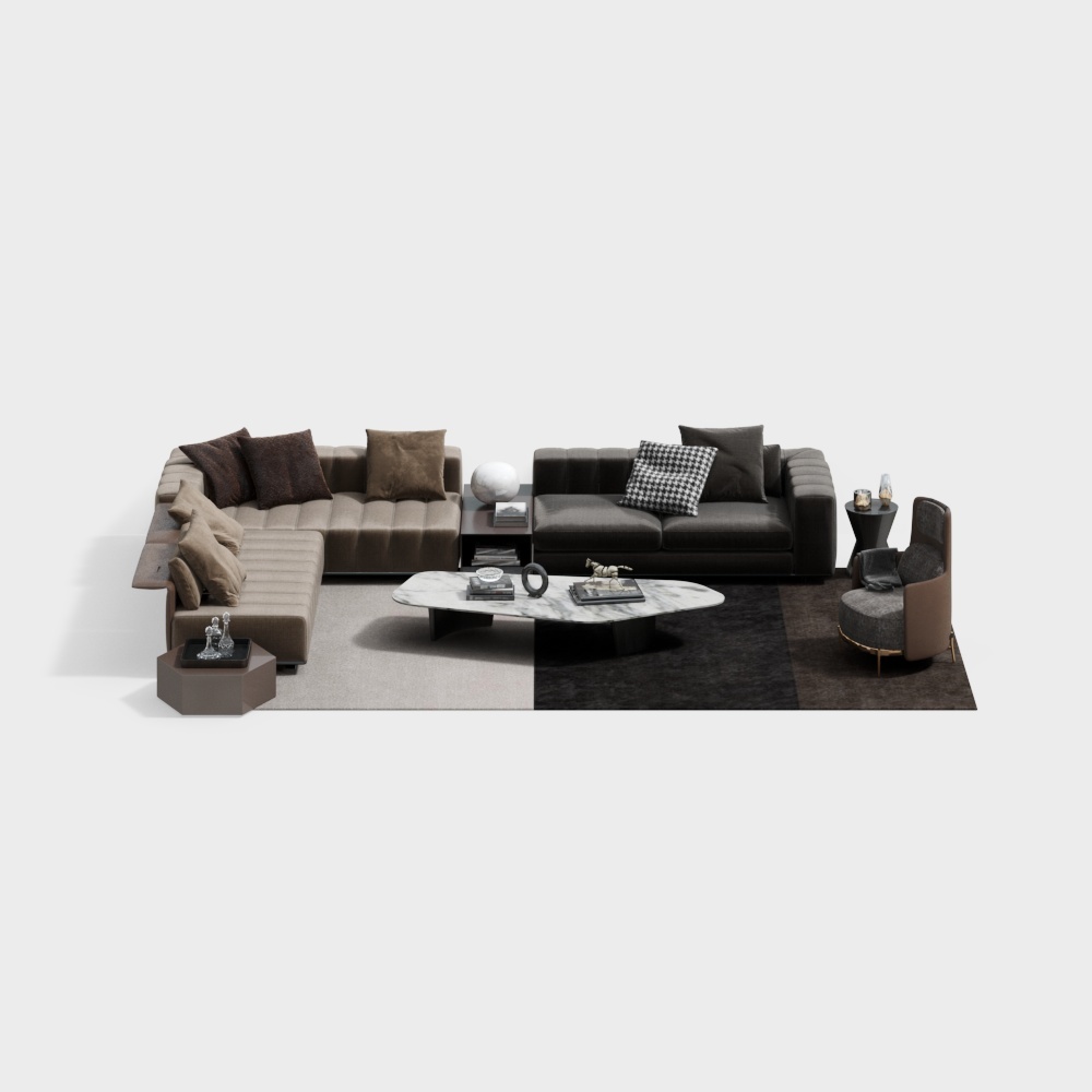 minotti 现代沙发茶几组合