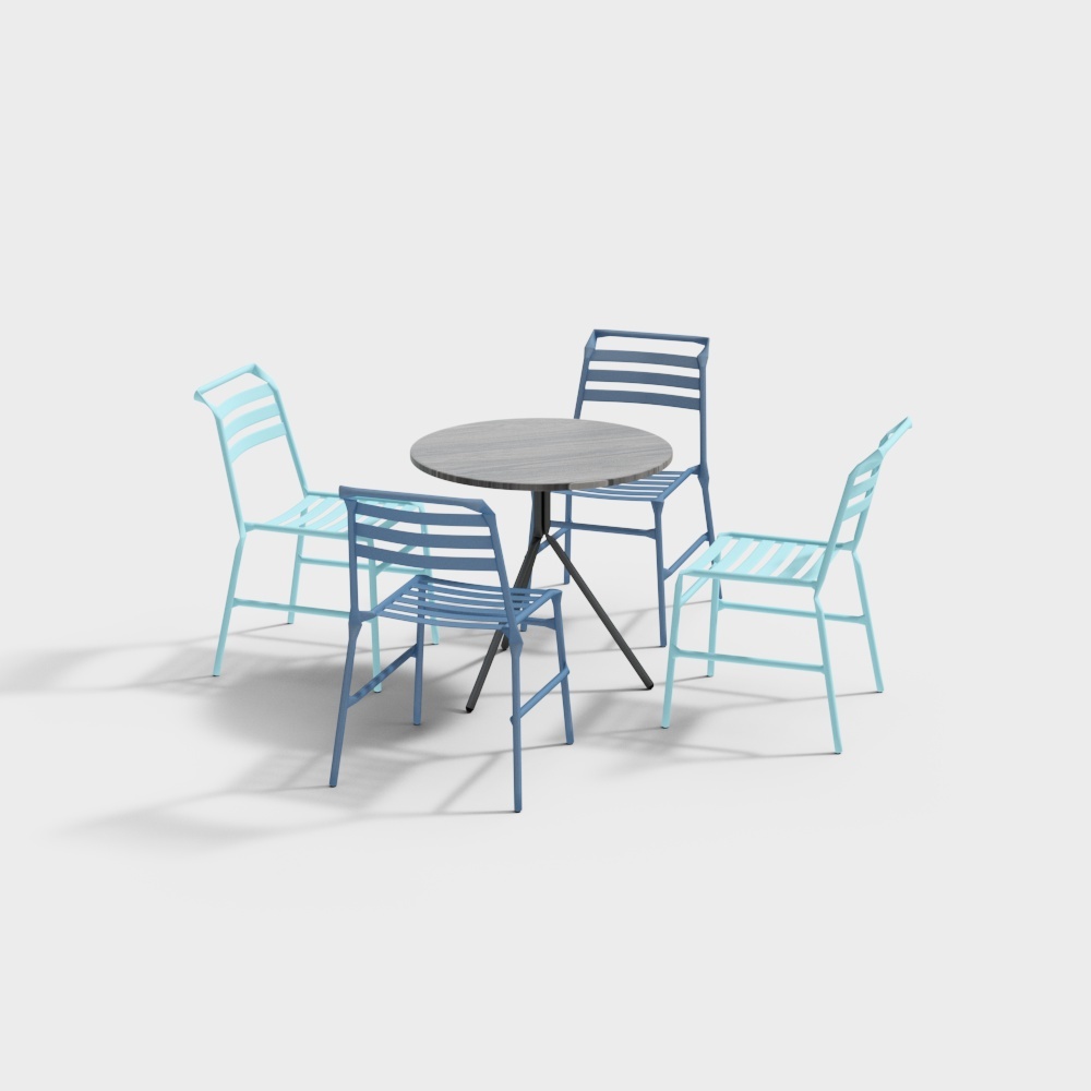 现代户外休闲桌椅蓝