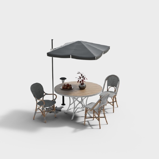Scandinavian Outdoor Dining Table & Chairs,Gray
