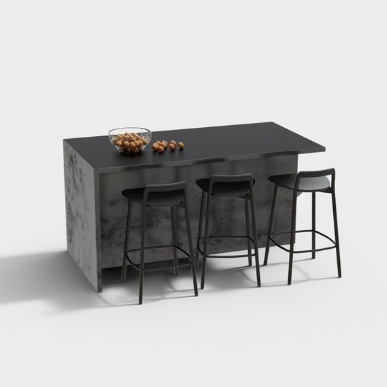 Elegant Earth Color Kitchen Island 3D Model
