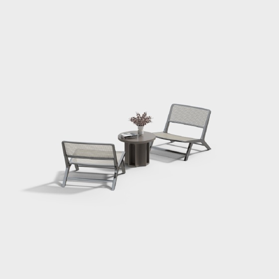 Modern Outdoor Dining Table & Chairs,Earth color+Gray