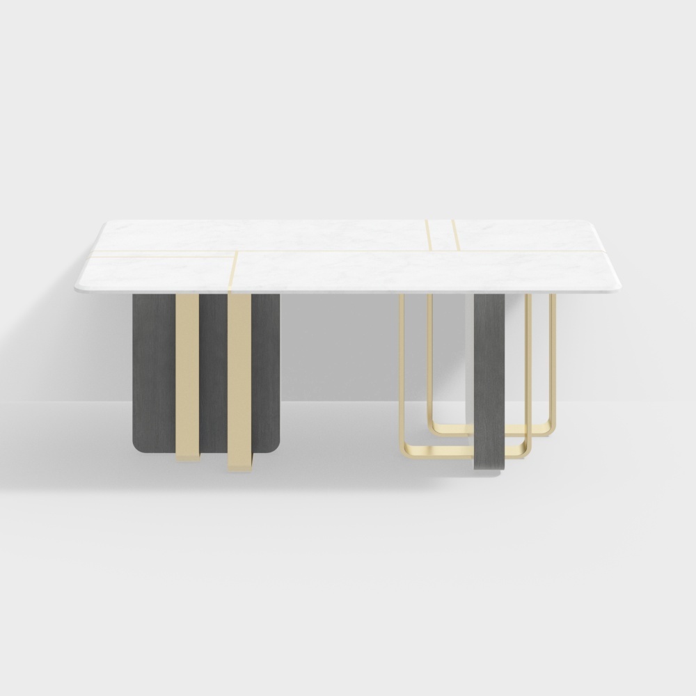 2m大理石烤漆餐桌-BSGF063-光之屋3D模型