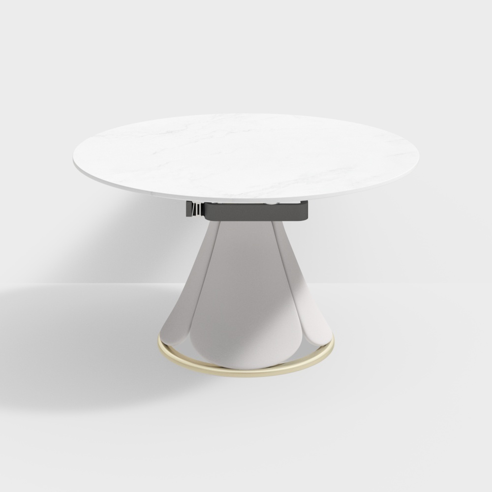 1.35m岩板皮质金属餐桌（伸缩款）-BSJF215203D模型