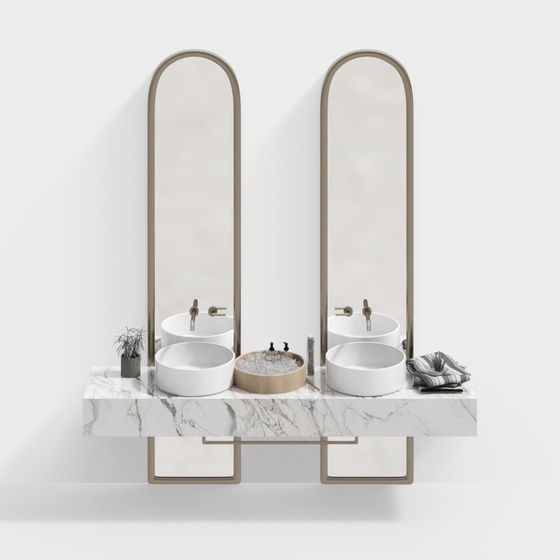 Modern washbasin double mirror