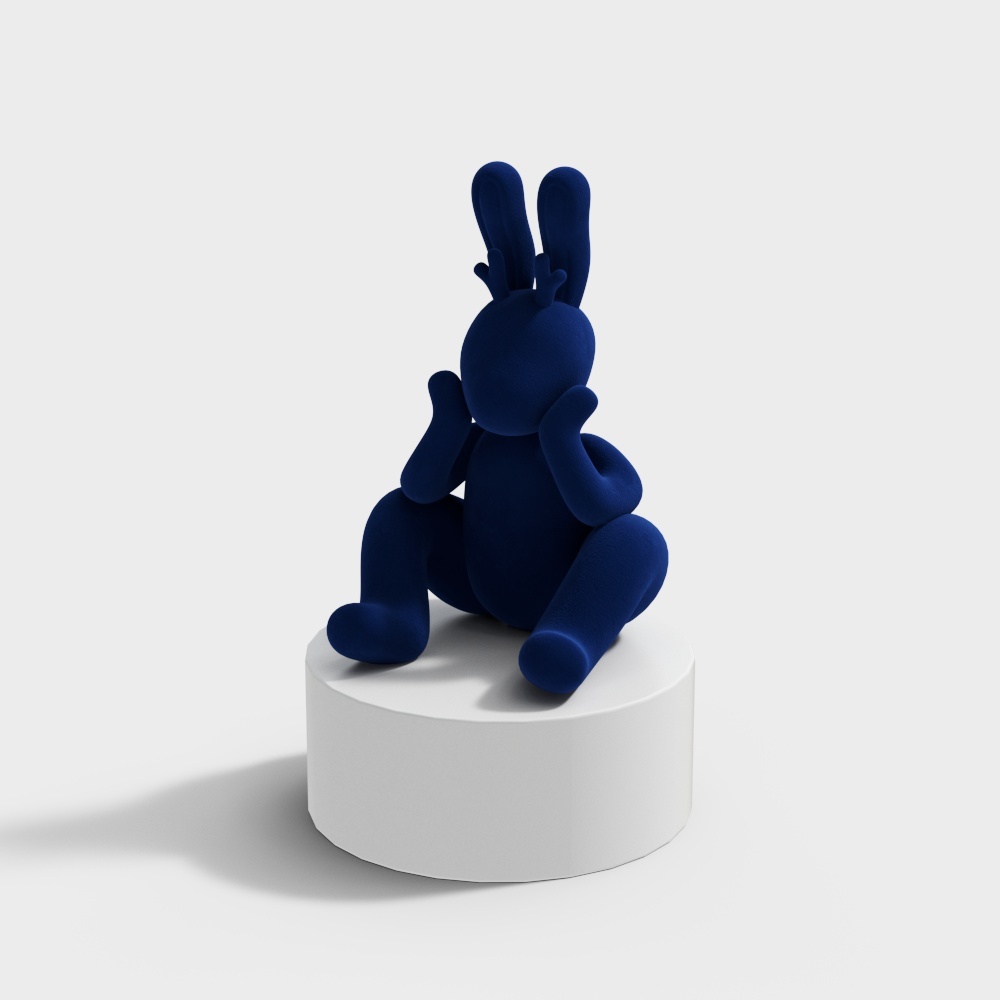 现代兔子摆件蓝兔子