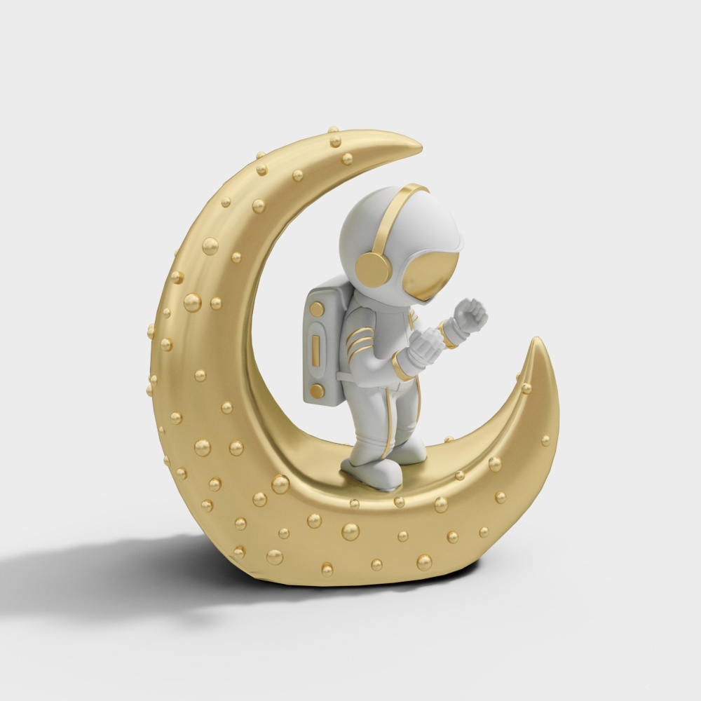 现代宇航员雕塑摆件月亮