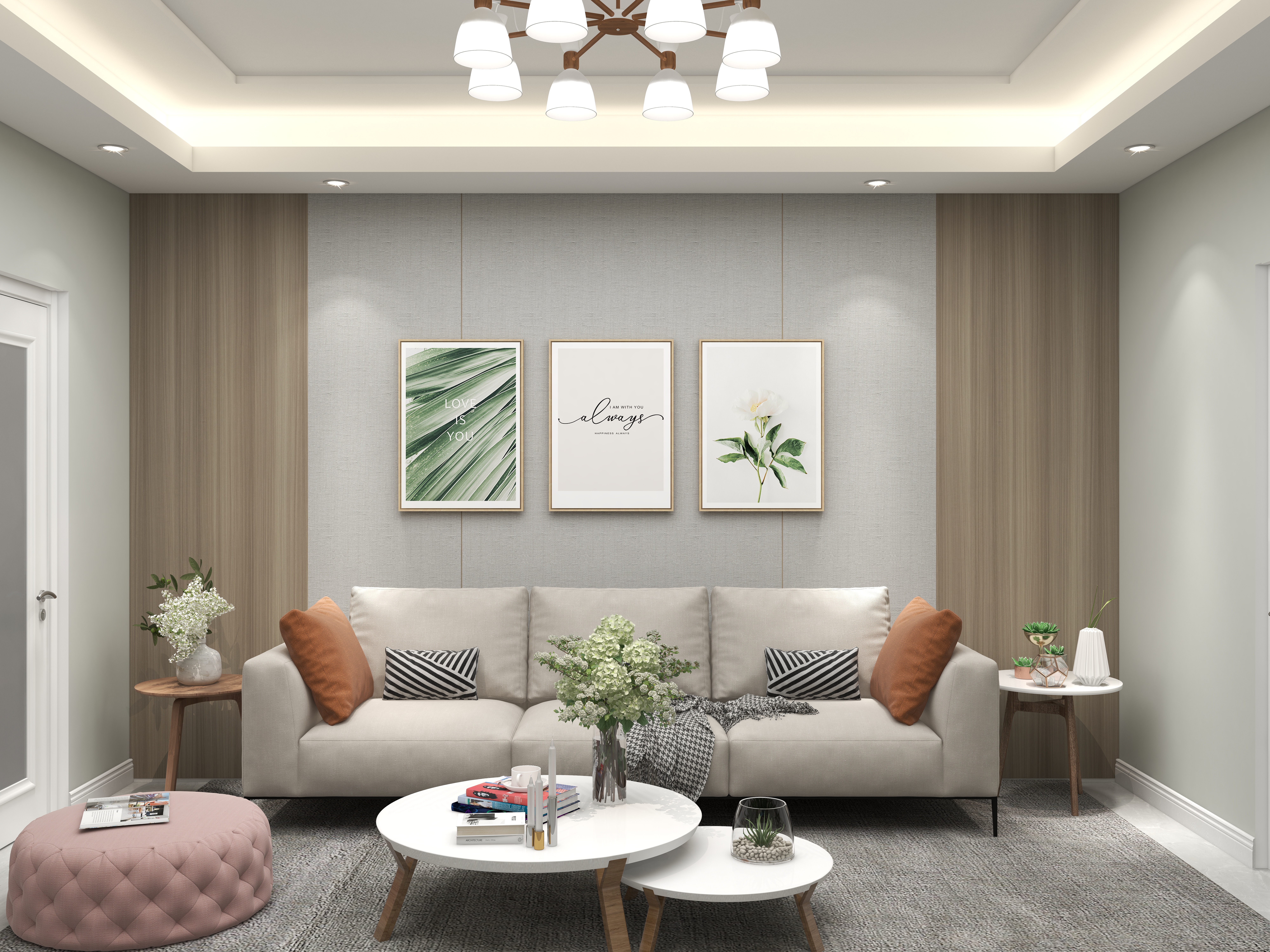 壹诺设计工作室-67㎡2室-北欧装修效果图