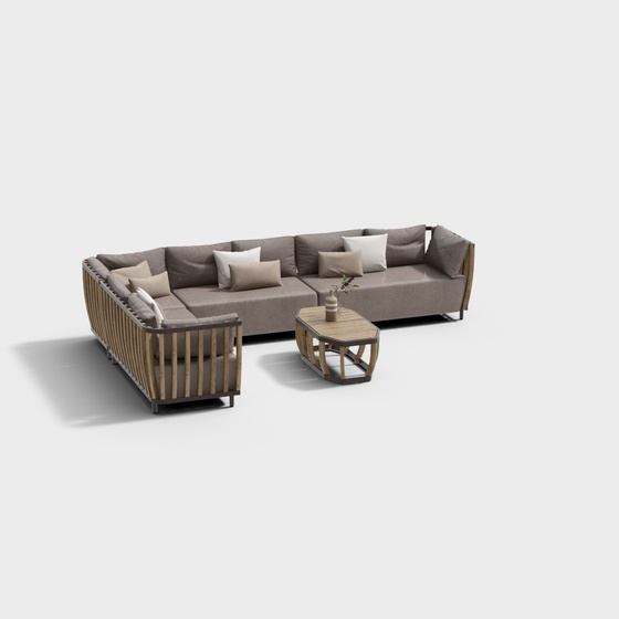 Modern Brown Outdoor Sofa 3D Model for Relaxing Spaces