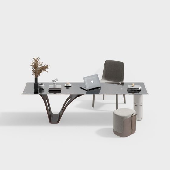 Modern Desk Combination 3D Model for Study
