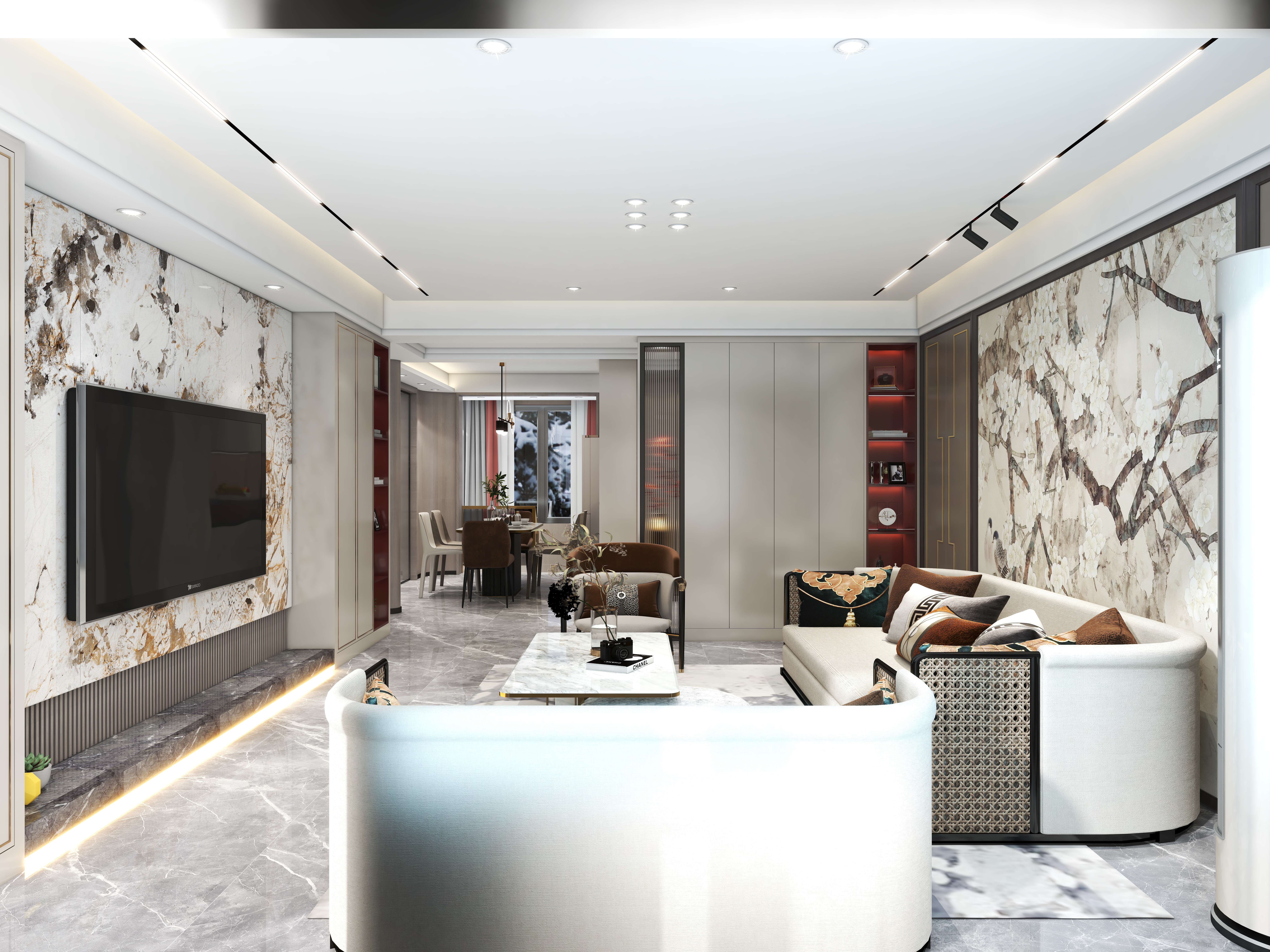 三筑装饰-设计师-【骁】230平现代轻奢底复四居室【春】-装修设计方案