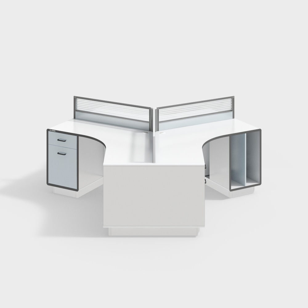 简约后现代-TK005AS-办公家具职员桌办公桌组合工作位单人位2人位4人位3D模型