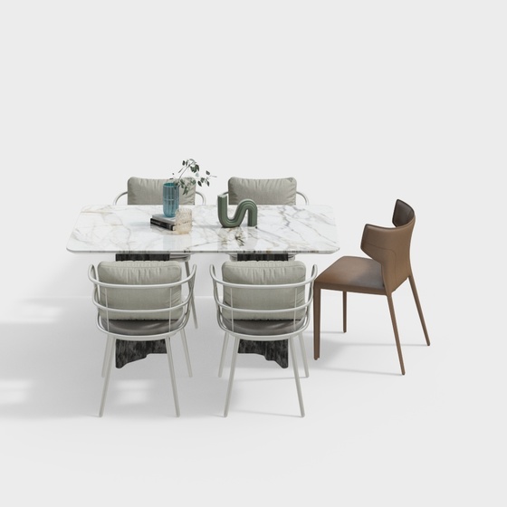 Modern Dining Table and Chairs 3D Model