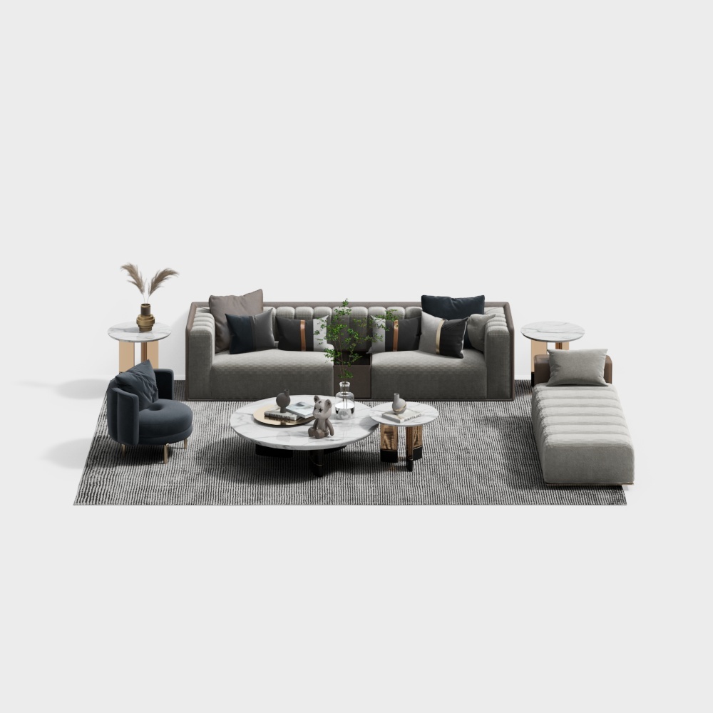 现代客厅沙发茶几组合