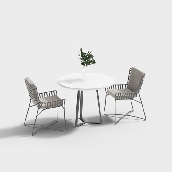 Modern Balcony Table and Chairs 3D Model