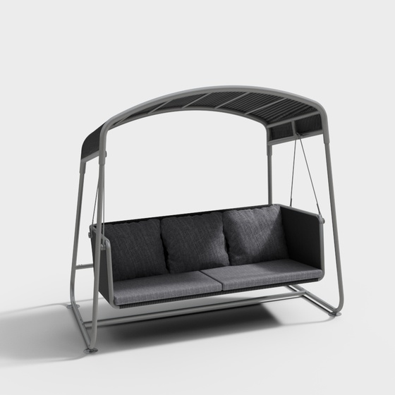 Modern Black Balcony Patio Sofa 3D Model