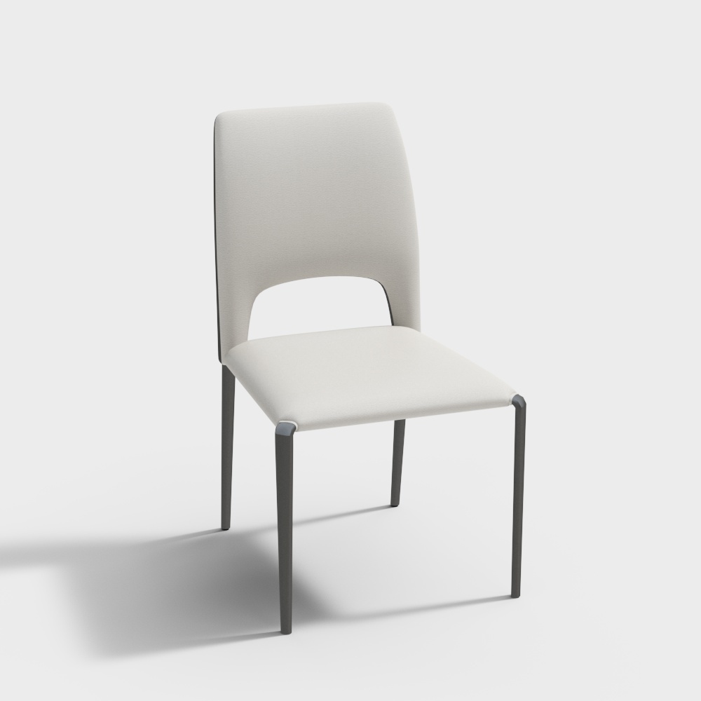 优家妙配后现代意式极简轻奢真皮科技布餐椅142311649