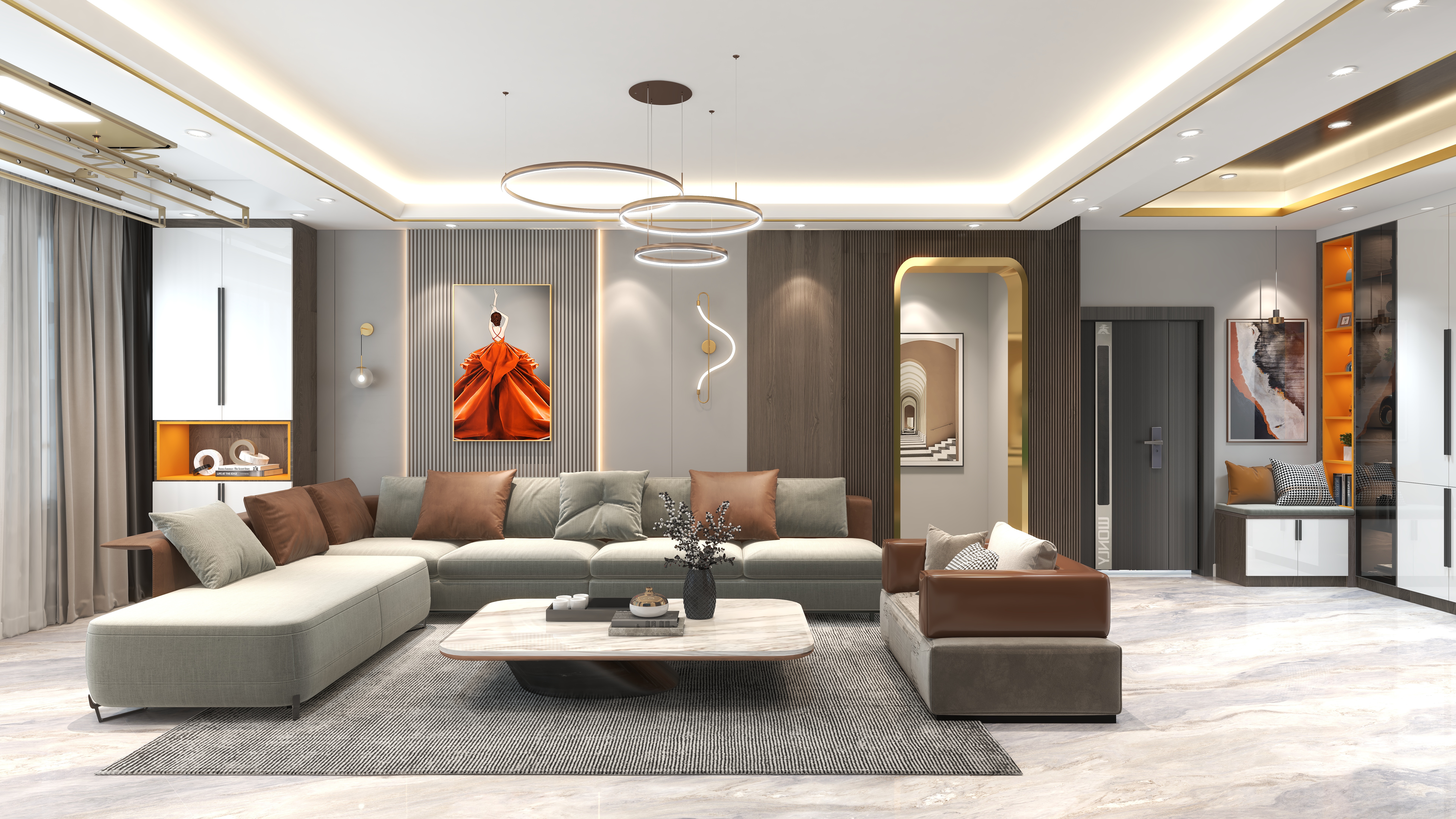 设计师同乐-汉王府137平现代轻奢风格品质·细节&midd装修效果图