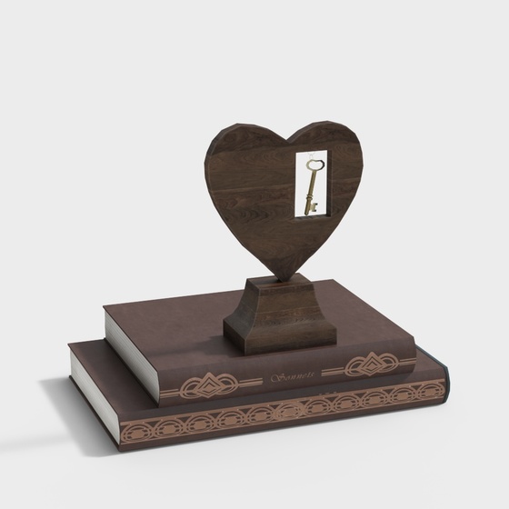 Heart Shaped Brown Book Ornaments 3D Model