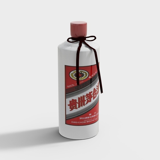 Chinese Liquor Maotai Bottle 3D Model in Black and Brown