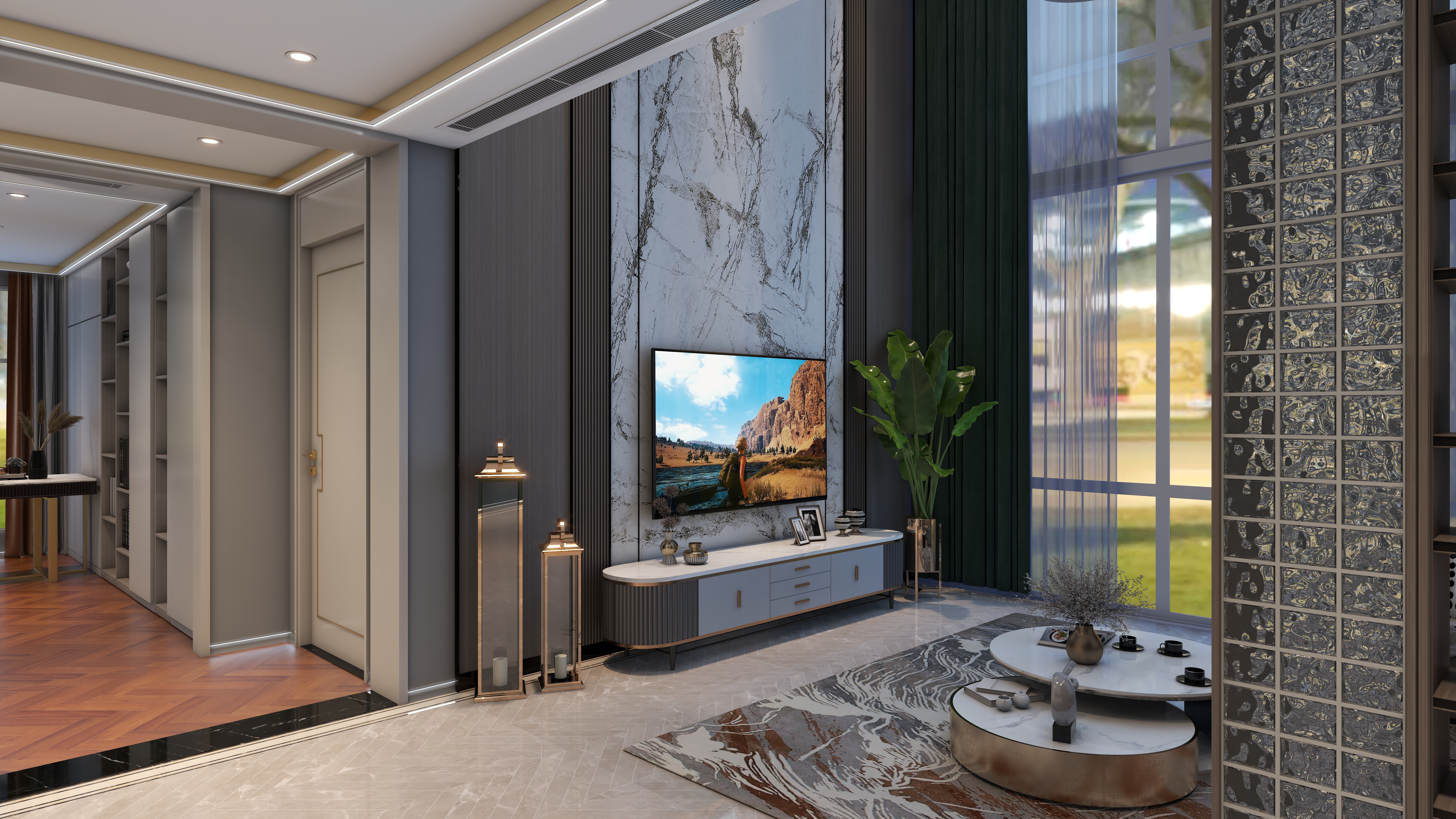 城悦室内设计-《简奢》万山华府370平全景装修效果图