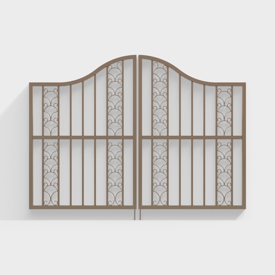Gray Iron Gate 3D Model for Entrance Security