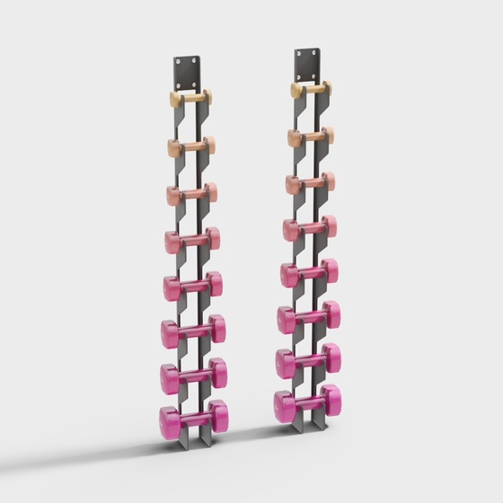 Modern Yoga Dumbbell Wall Stand 3D Model in Pink