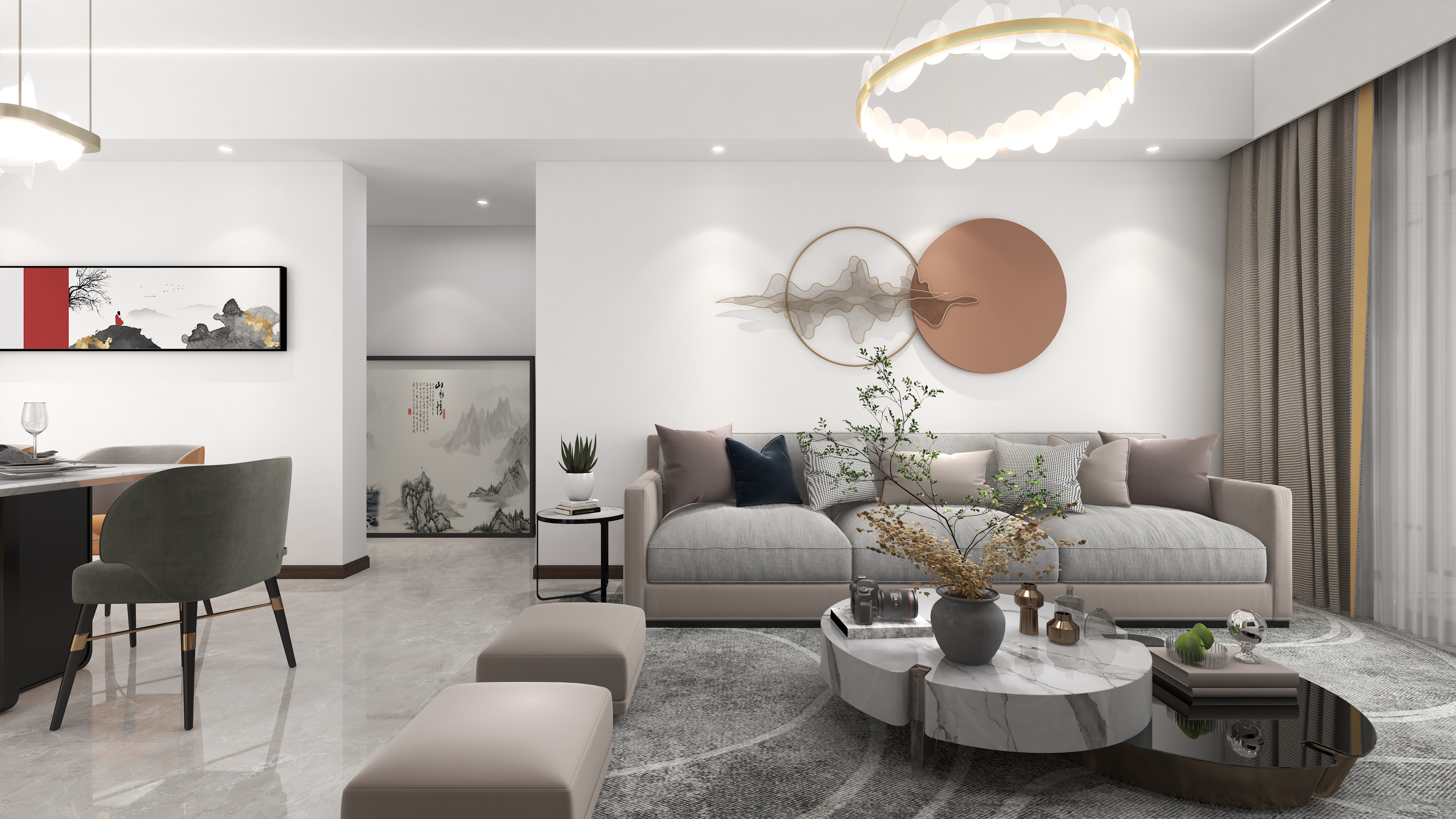 陈伟坤-新中式，混搭客餐厅-装修设计方案