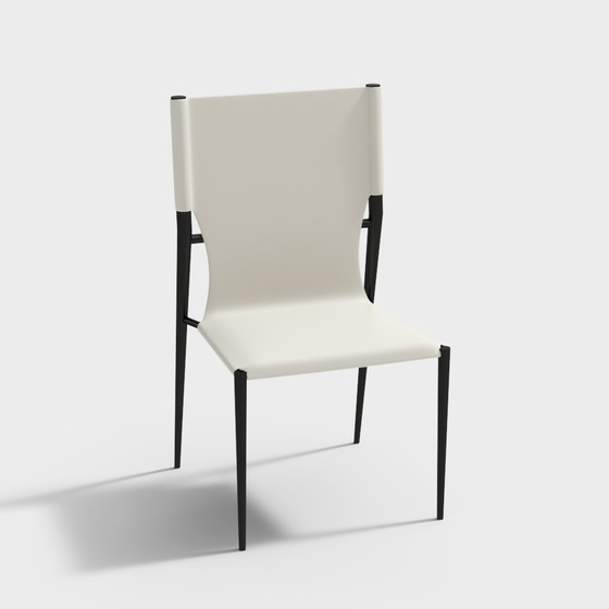 Elegant Beige Dining Chair 3D Model Without Arms