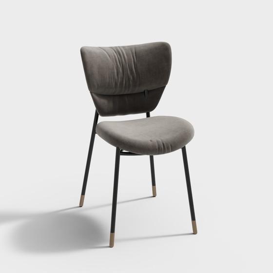 Modern Velvet Leisure Chair 3D Model in Gray