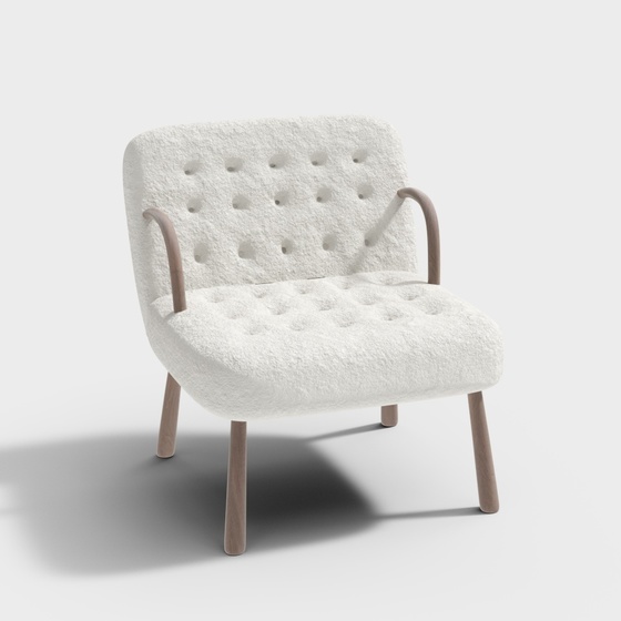 Lamb's Wool Lounge Chair 3D Model - Armchair