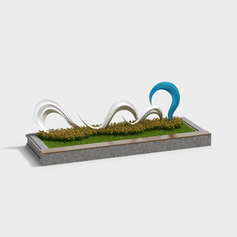 现代城市雕塑花坛3D模型