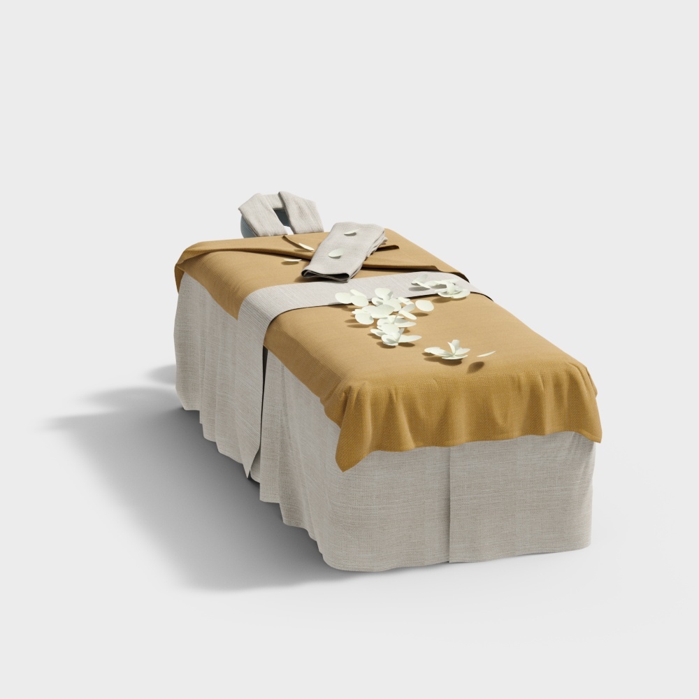 现代SPA橙色按摩床3D模型