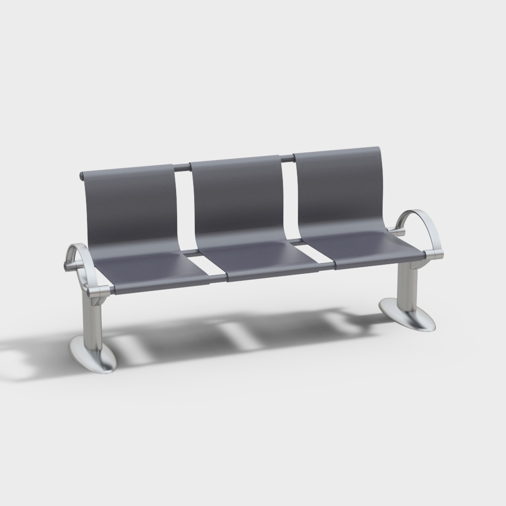 现代不锈钢公共排椅休息椅三人等候椅
