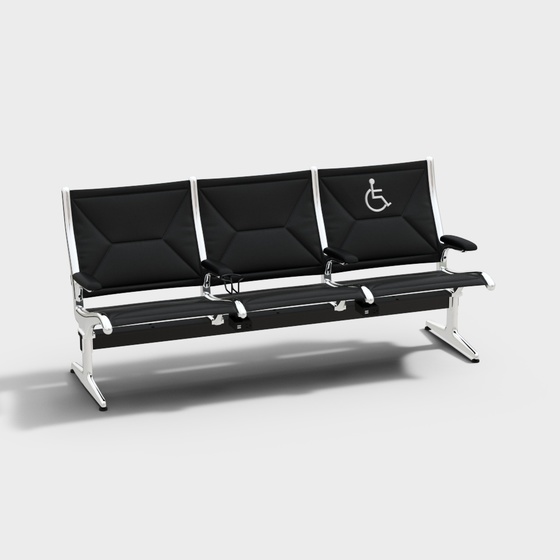 Modern Waiting Room Seat,Black