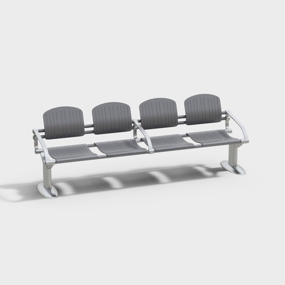 Modern Stainless Steel Common Row Chair 3D Model in Gray