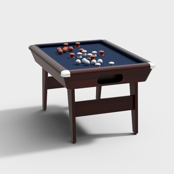 Modern Pool Game Table 3D Model in Brown Finish