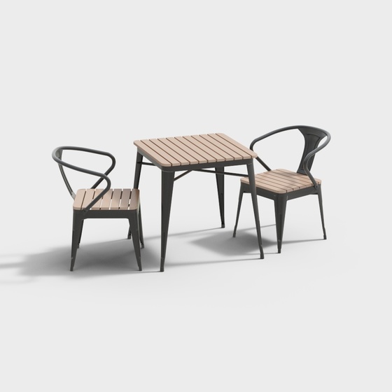 Modern outdoor leisure square table and chair combination