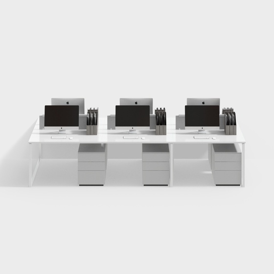 Minimalist desk in modern office area